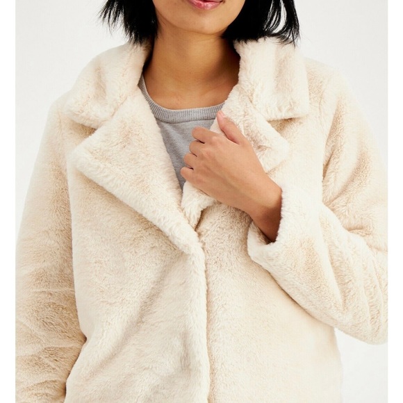 VINTAGE Jou Jou Cozy Faux White Fur Collar Jacket - Picture 2 of 10